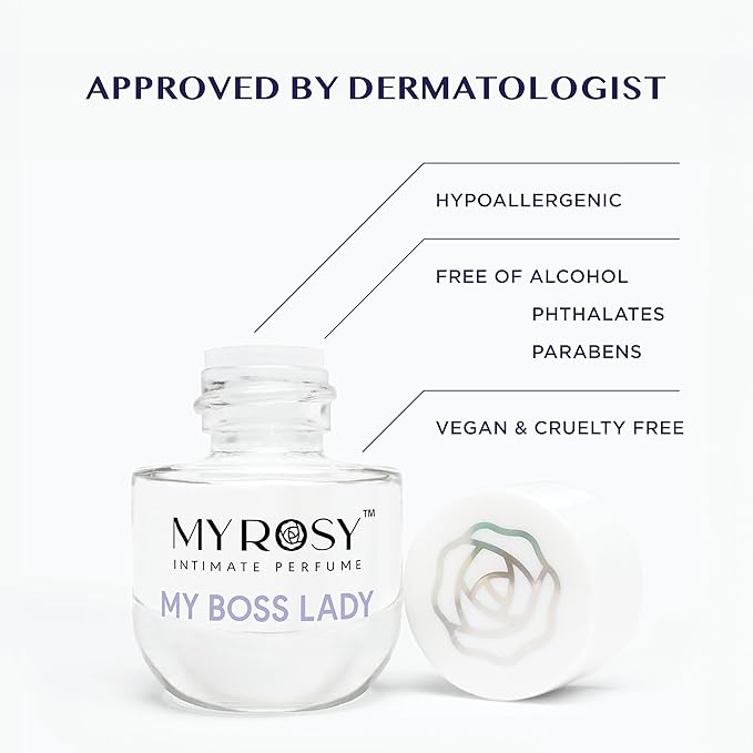 My Rosy Lady Deodorizing Perfume Oil for Women - Dermatologist Approved- Intimate Fragrance- Hypoallergenic, Long Lasting, Alcohol & Paraben-Free, Odor Control, Fragrance Oil for Feminine Area