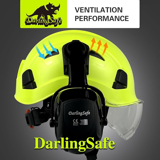 Hard Hats with Visor Bluetooth Ear Muffs Safety Helmet with Visors Mounted Safety Ear muff Hardhats Vented ANSI Z89.1 OSHA