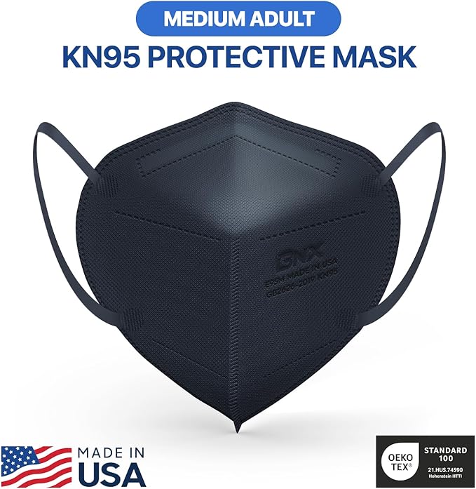 BNX KN95 Face Masks Made in USA (Adult Large, Adult Medium, Kids Small) (Earloop) (Model: E95/E95M/E95S)
