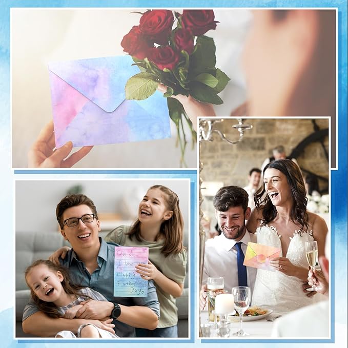 160 Pcs Stationery Paper Set Including 50 Matching Envelopes 50 One Side Stationery Writing Papers 60 Round Dot Sticker for School Office Supplies,10 Designs, 5.5 x 8.25 Inch(Watercolor)