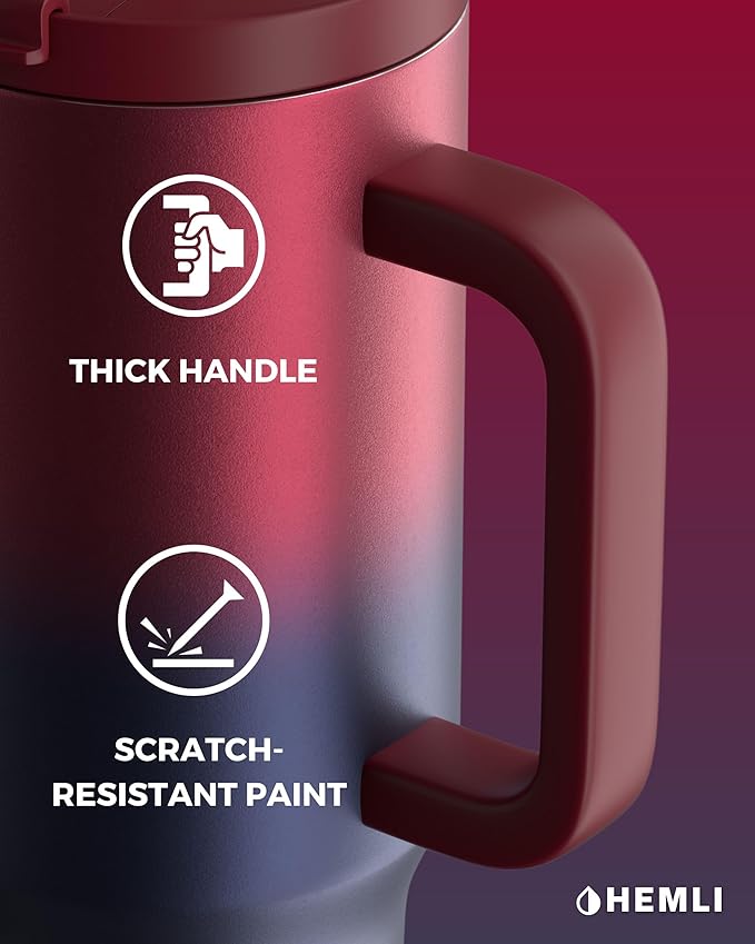 40 Oz Tumbler with Handle and Straw, Insulated Tumbler with Leakproof 2-in-1 Lid and Straw, Reusable and Portable Water and Coffee Stainless Steel Travel Mug, Vacuum Insulated