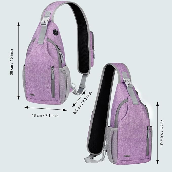 Voova Crossbody Sling Backpack Sling Bag for Men Women, Travel Hiking Chest Bag Daypack, Small over the Shoulder Backpack