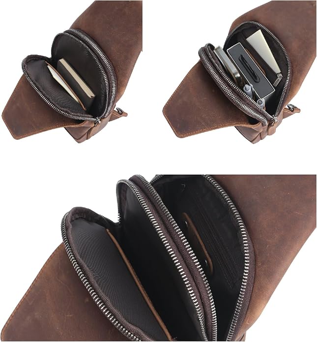 Genuine Leather Sling Bag for Men and Women Chest Pack Purse Crossbody Shoulder Bag Sling Backpack