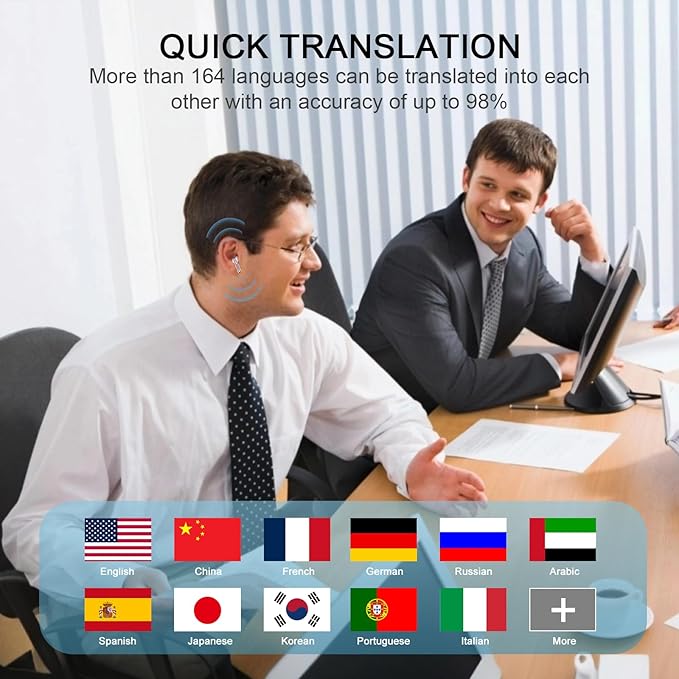 Language Translator Earbuds Real Time, AI Translation Earbuds Real Time with 164 Languages & 5 Modes, 3-in-1 Bluetooth 5.4 Translator Device, 42H Translatior Headphones Business, Learning, Rose Gold