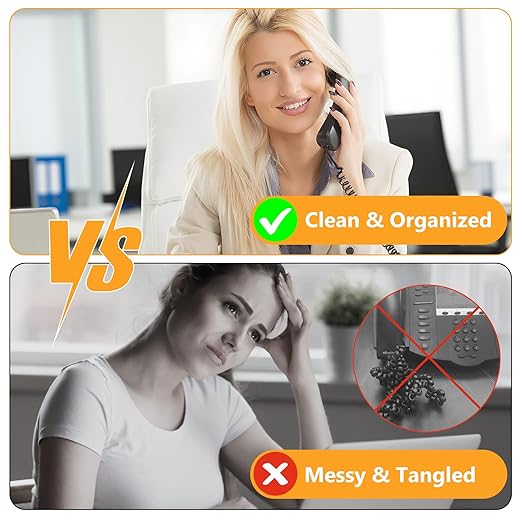 Uvital Telephone Phone Handset Cable Cord, Coiled Length 1.2 to 10 Feet Uncoiled Landline Phone Handset Cable Cord RJ9/RJ10/RJ22 4P4C(Black,2 PCS)