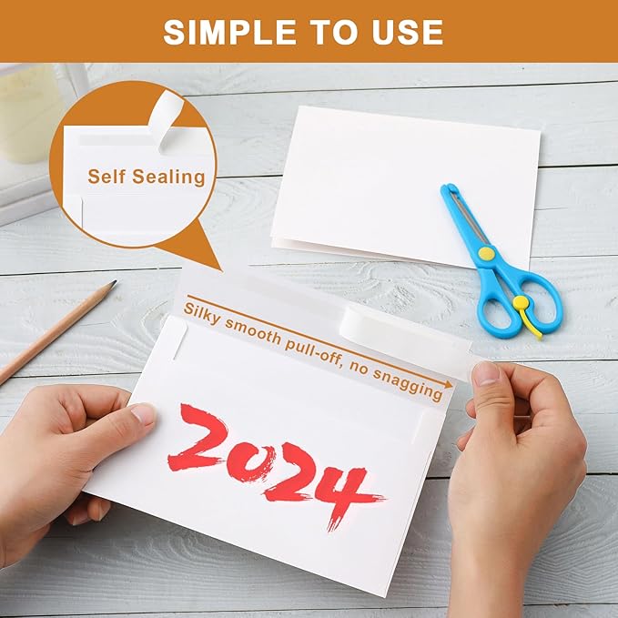 100 Packs Blank White Note Cards and Envelopes 4 x 6 Heavyweight Folded Cardstock and A4 Envelopes Printable Self Seal for Christmas DIY Greeting Cards, Wedding Invitations, Thanksgiving Card