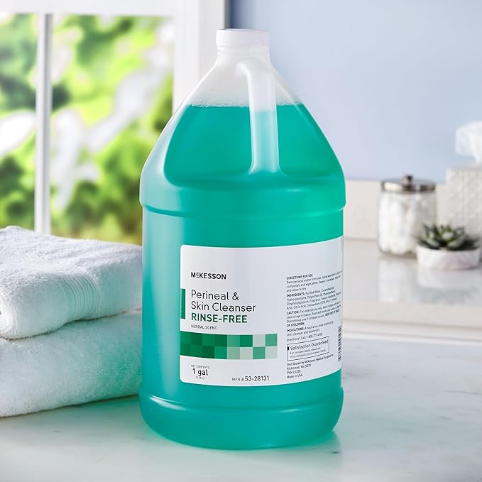McKesson Perineal Skin Cleanser, 1 Gallon [Pack of 4] Rinse-Free Body Wash for Incontinence or Ostomy Care, Herbal Scent