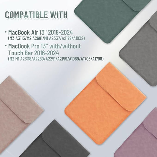 Allinside 13 inch Laptop Sleeve Case for with MacBook Air 13 2018–2025 (M2 A2681 M3 A3113 M4 A3240)/MacBook Pro 13 2016–2022 (A2251 A2289 A2338 M1 M2), PU Suede Leather Laptop Case Cover, Dark Green
