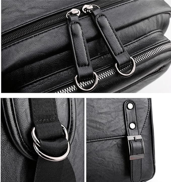 CHAO RAN Leather Backpack For Men Business Laptop Backpack Waterproof Travel College Backpack Daily Work Bags