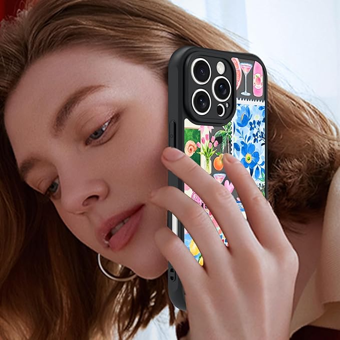 KANGHAR Case for iPhone 16 Pro [Compatible with Magsafe] Cute Flower Floral Fruit Bows Turtle Collage Summer Pattern Protective Magnetic Case for Girls Women 6.3"