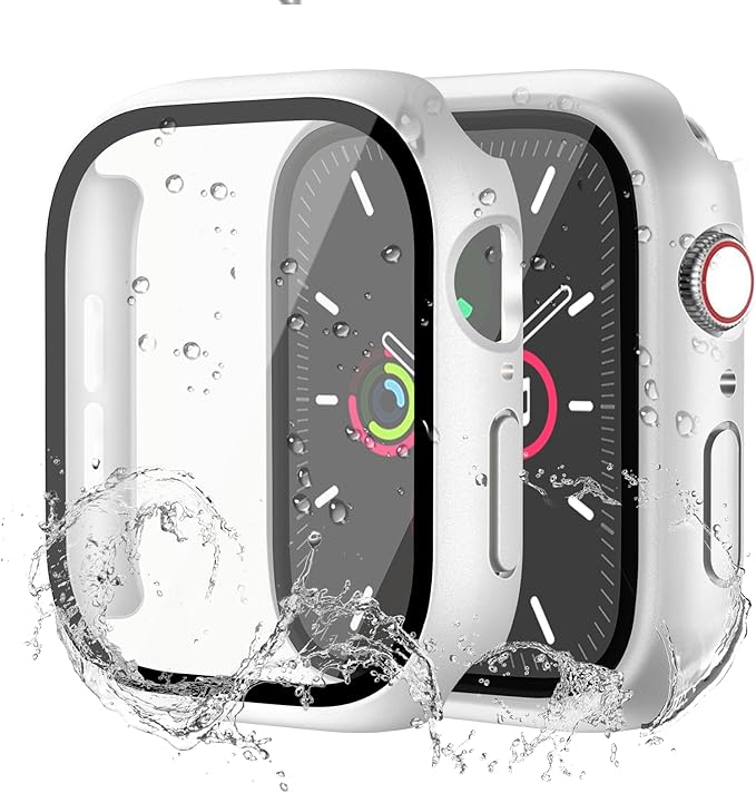 Waterproof Case for Apple Watch Series SE2 SE 6 5 4 40mm, Built-in Screen Protector with Tempered Glass [Touch Sensitive] Cover for iWatch S6/S5/S4/SE 40mm, Silver