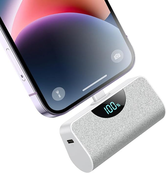 Mini Portable Charger Power Bank for iPhone, 5200mAh External Battery Charging Bank, 20W PD Fast Charging Battery Pack Portable Phone Charger for iPhone 14 Pro Max/14/13/12/11/XR/X/8/7/6/SE(White)