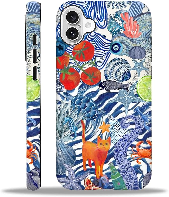 Case for iPhone 16,Leopard Cherry Shell Aesthetics for Woman Men Full Body Protective Cover Shockproof 2 in 1 Silicone + Hard PC Case for iPhone 16