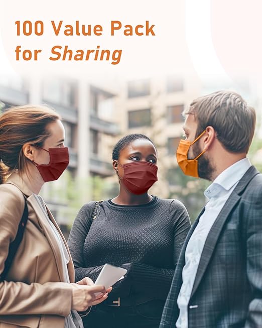 Face Masks Disposable 100 Pack, 4 Ply ASTM Level 3 Medical Grade, Breathable for Adult Outdoor Protection, Individually Wrapped for Home, School & Office, Vintage Charm