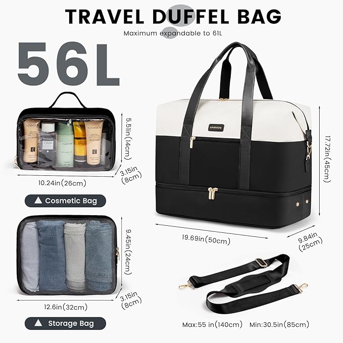 LOVEVOOK Weekender Bag, Large Travel Duffel Bag for Women with 2 Packing Cubes, Carry on Overnight Bag with Shoe Compartment, Mom Hospital Bags for Labor and Delivery