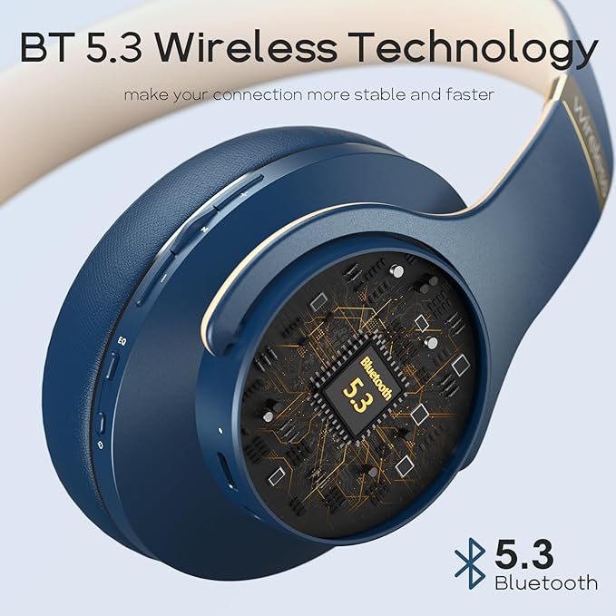 DOQAUS Bluetooth Headphones Over Ear, 90H Playtime Wireless, 3 EQ Modes, HiFi Audio & Deep Bass, ENC Noise Isolating Mic, Soft Earpads for Phone/PC