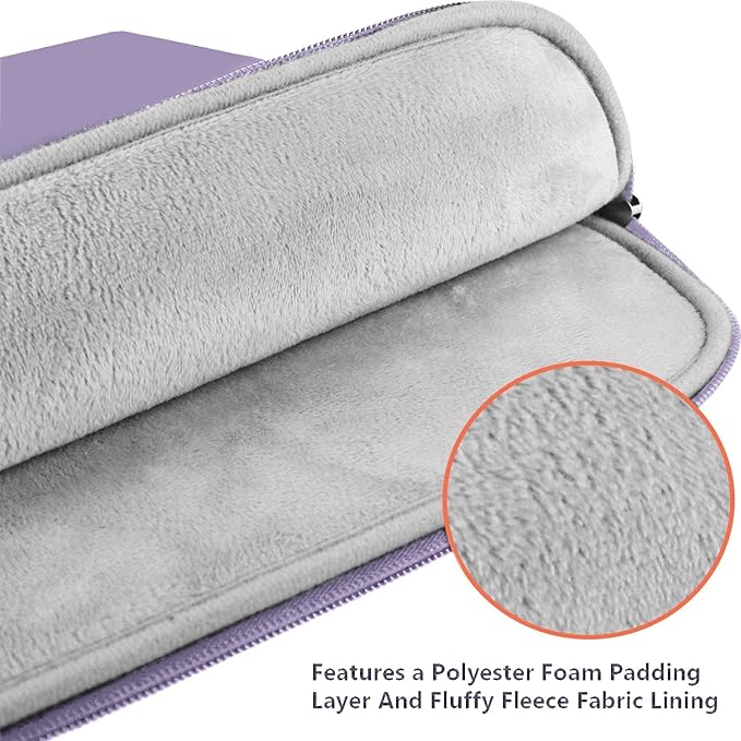 15.6 inch Laptop Sleeve Case, Shockproof Protective Notebook Case with Accessory Pocket, Briefcase Carrying Laptop Sleeve for 15.6" HP, ASUS, Dell, Lenovo, Acer -Lilac Colour