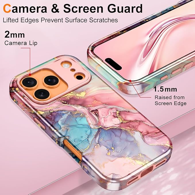 Btscase for iPhone 17 Pro Case [Compatible with Magsafe] [Military-Grade Drop Protection] Slim Anti-Scratch Smooth Touch TPU Bumper Shockproof Magnetic Phone Case for Women Girls Men, Rose Gold