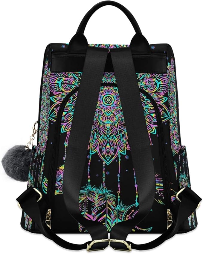ALAZA Dreamcatcher Lotus Boho Backpack Purse for Women Anti Theft Fashion Back Pack Shoulder Bag