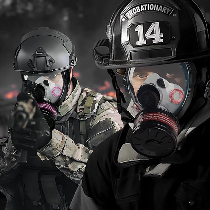 HANUU Gas Mask, Gas Masks Survival Nuclear and Chemical with 40mm Activated Carbon Filter, Tactical Full Face Respirator Mask for Gases, Dust, Vapors, Chemicals, Paint, Spray