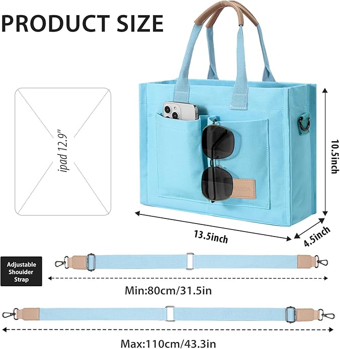 Tote Bags for Women Canvas Tote Purse Crossbody with Pockets Top Handle Shoulder Satchel Bag for Women