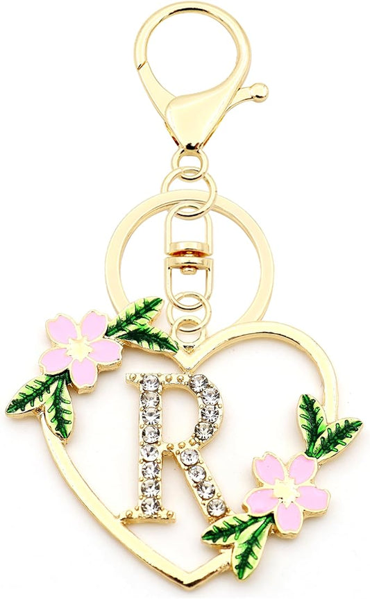 Elechobby Heart Shape Letter Keychain - Cute Accessory for Women,Sister,Mom,Bestie, Handbag Backpack Charm,Car Keyring