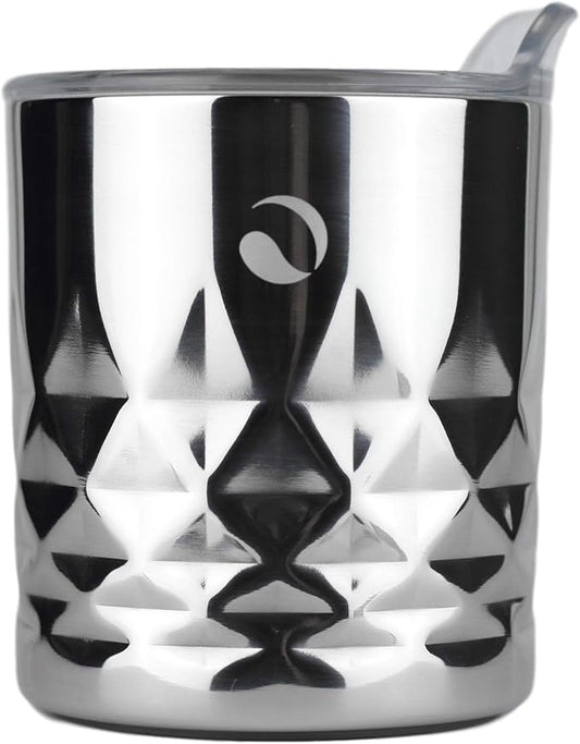 Drinco- 10oz Stainless Steel Tumbler, Vacuum Insulated Tumbler Whiskey Glass, Rocks Glass, GULT (10oz Whiskey Tumbler, Diamond)