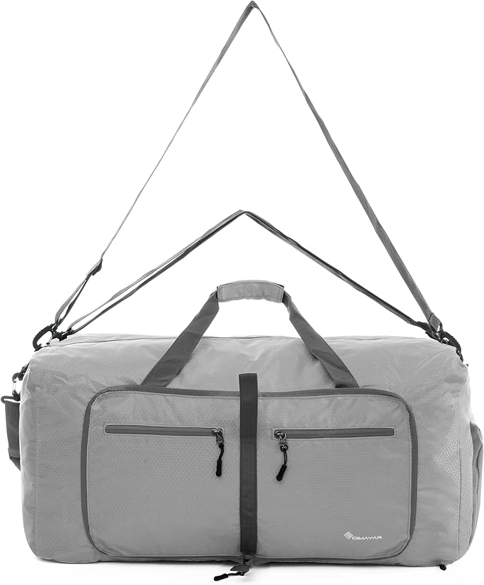 Dimayar Travel Duffle Bag for Men Women - Foldable Duffel Bag with Shoes Compartment - Overnight Bags Waterproof & Tear Resistant(85L,Space Gray)