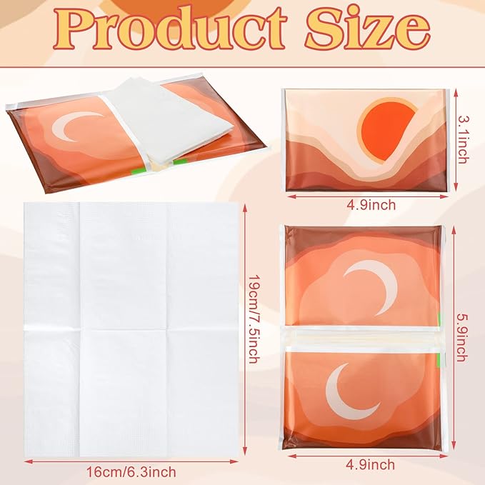 24 Packs Travel Size Tissue Pocket Slim Pack Facial 3 Ply Wallet Size Pocket Tissues for Travel Wedding Party Favors, 6 Styles(Sun Scene)
