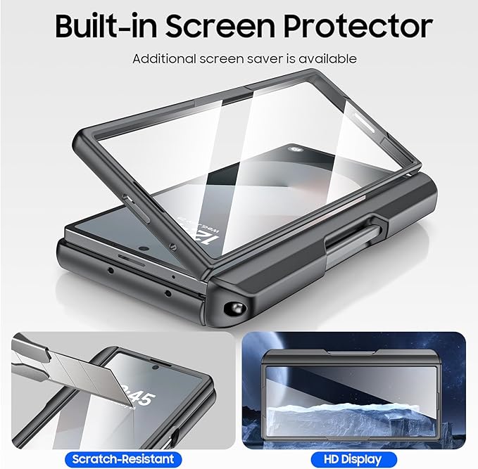 for Samsung Galaxy Z Fold 6 Case with Card Holder, Built in RFID Blocking & S Pen Holder& Slide Camera Cover& Hinge Protection& Full-Body Rugged Shockproof Wallet Case for Galaxy Z fold 6, Black