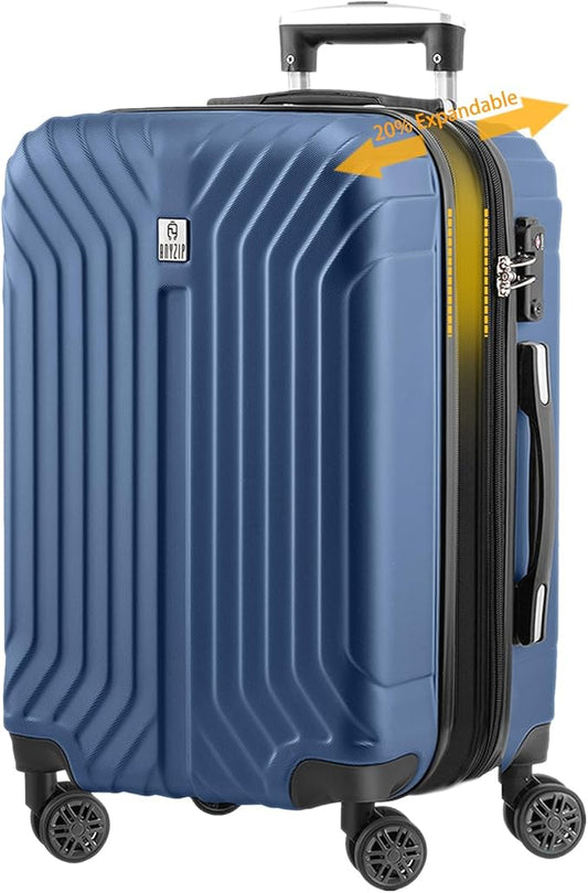 AnyZip Expandable Luggage, 28 Inch Large Hard Shell Checked Suitcase, Rolling Lightweight Travel Suitcases with Wheels TSA Lock (Blue)