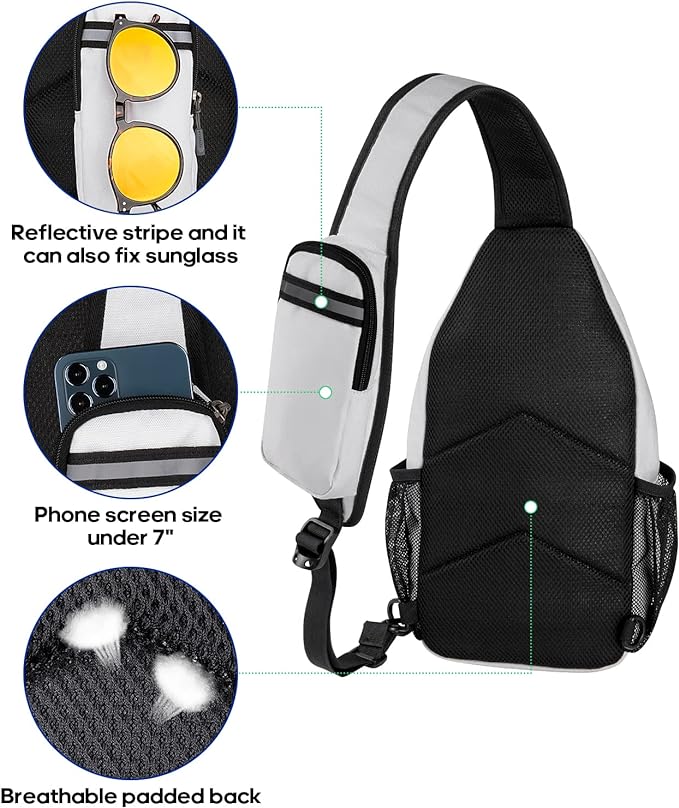 WATERFLY Crossbody Sling Backpack Sling Bag Travel Hiking Chest Bag Daypack