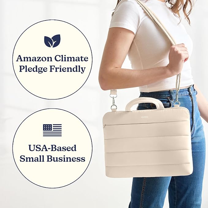 Vandel 15-16 inch Laptop Carrying Case Sleeve with Strap, Shoulder Bag with Handle, 16 in Laptop Bag for Women, MacBook Air 15 Inch Carrying Case, MacBook Pro 16, 15.6 in HP, Dell Lap top Messenger