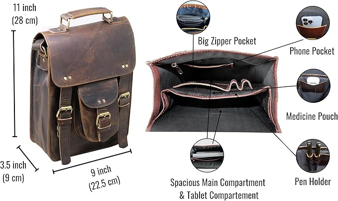 jaald Genuine Leather Messenger Bag Vintage Laptop Crossbody Bag Satchel Man Purse Shoulder Bag for man woman office bag
