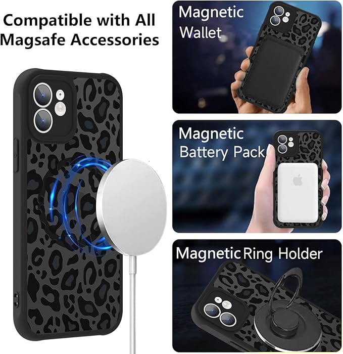 KANGHAR Case for iPhone 11 Phone Case [Compatible with Magsafe] Leopard Printed Pattern Cute Cheetah Protective Magnetic Case for Girls Women Men 6.1"