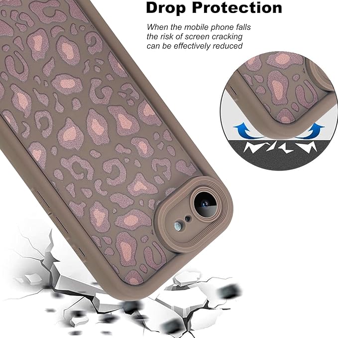 KANGHAR Case for iPhone 16e Leopard Printed Pattern Cute Cheetah Phone Case Soft TPU Shockproof Protective Cover for iPhone 16e 6.1 Inch Brown