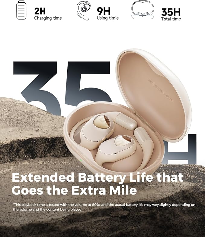 SoundPEATS Open Ear Headphones Over Ear Buds, Upgraded Gofree2 Bluetooth V5.3 Stereo Earbuds with Bass Boost, 35Hrs Sports Earphones with Earhooks, IPX5 Waterproof Headsets for Workouts,Stable Comfort