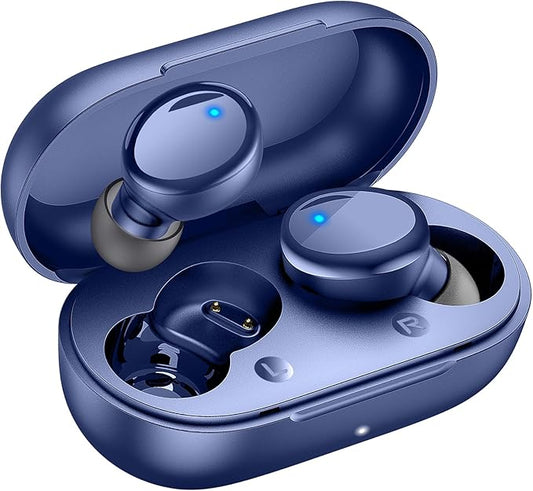 Lanteso True Wireless Bluetooth 5.3 Earbuds, 48H Playtime,Light Weight Headphones in Ear Buds Built in Mic Headset Premium Sound with Deep Bass,Clear Calls Earphones for Sports Workou Blue