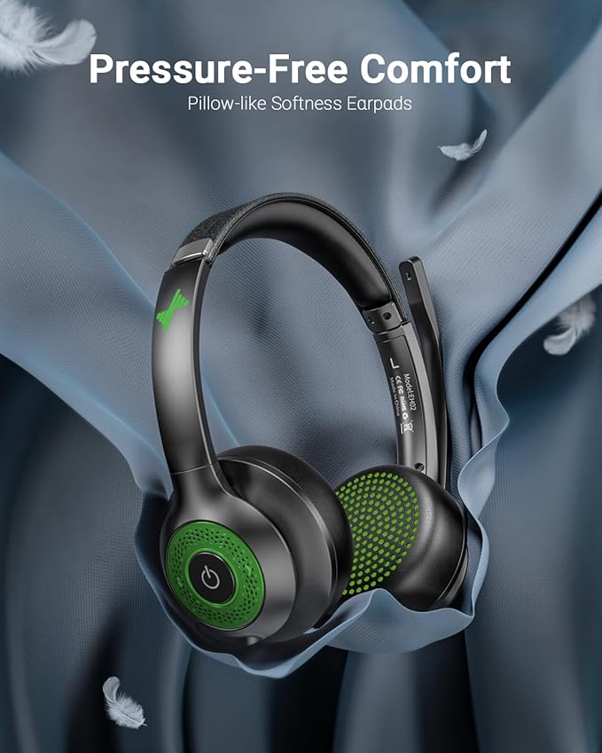 Wireless Headset with AI Noise Cancelling Microphone Bluetooth Headset - Bluetooth V5.2 Headphones with USB Dongle & Mic Mute for Computer/Laptop/PC/iPhone/Android/Cell Phones/Zoom-Green