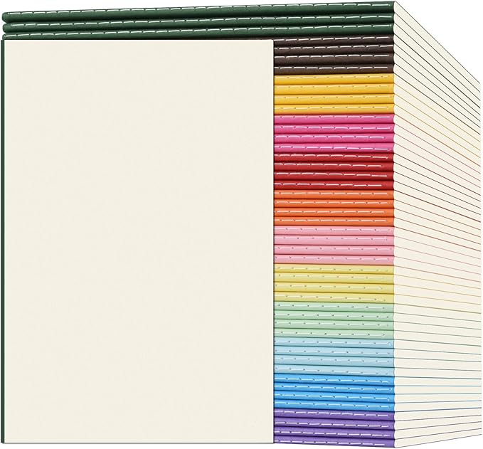 ZCZN 48 Pack Colorful Blank Notebooks Bulk, A5 Journals with 12 Colors, 60 Pages/30 Sheets, 8.3x5.5 Inch, Plain Paper, Travel Writing Journal Notebooks for Work & School