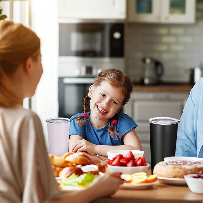 VEGOND 20oz Tumbler Bulk with Lid and Straw 6 Pack, Stainless Steel Vacuum Insulated Tumbler, Double Wall Coffee Cup Travel Mug, White