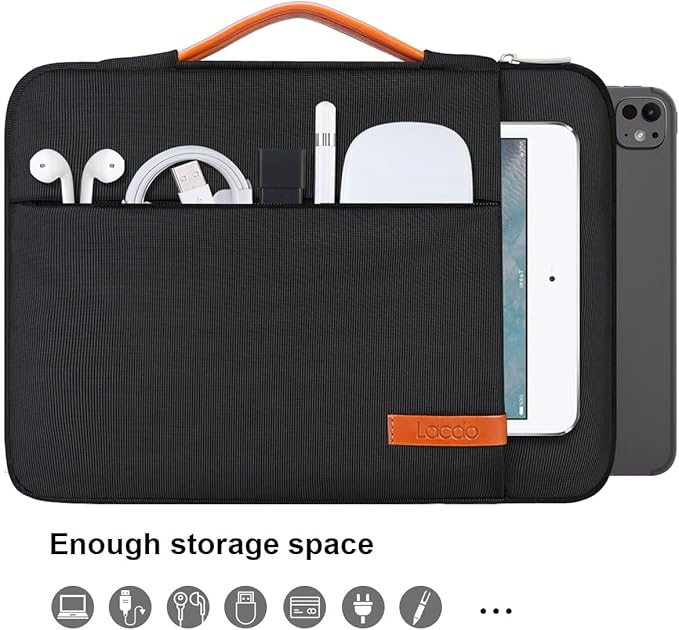 Lacdo 360° Protective Tablet Sleeve Case for 13 inch New iPad Air M3 M2 2025-2024, 13-inch New iPad Pro M4 2024, 12.9" iPad Pro 6 5 4 3 with Magic Keyboard Folio, Water-Resistant Tablet Case Bag,Black