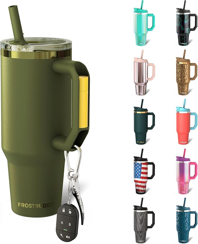 Thicc Buddy - 40 oz Stainless Steel Vacuum Insulated Tumbler with Lid and Straw for Water - Travel Mug Cupholder Friendly - Gifts for Women Men Him Her