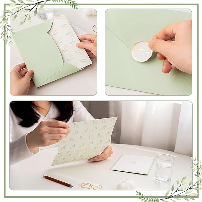 72 Pcs Stationery Paper Envelopes Set Includes 24 Floral Lined Writing Paper & 12 Envelopes, Cute Lovely Letter Writing Stationery Paper Envelopes Kit for Girls Boys Office School Supplies (6Style)
