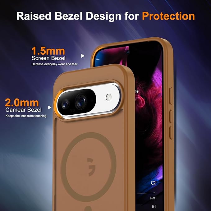 Compatible with Google Pixel 9 Case & Google Pixel 9 Pro Case with Magnetic [Compatible with Mag-Safe] Slim Translucent Matte Phone Cases with Anti-Fingerprint Tech, Brown