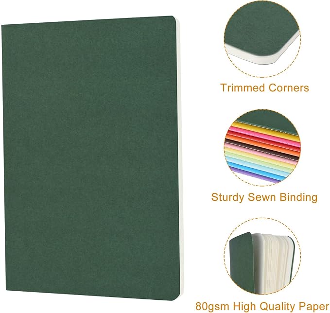 ZCZN 48 Pack Colorful Blank Notebooks Bulk, A5 Journals with 12 Colors, 60 Pages/30 Sheets, 8.3x5.5 Inch, Plain Paper, Travel Writing Journal Notebooks for Work & School