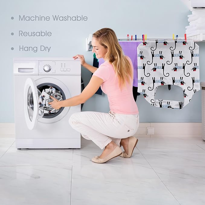 BeeGreen Gifts for Cat Lovers 6 Pack Cats Reusable Grocery Bags with Elastic Band Reusable Shopping Bags Bulk 50LBS X-Large Foldable-Machine Washable-Heavy Duty Kitten Bags