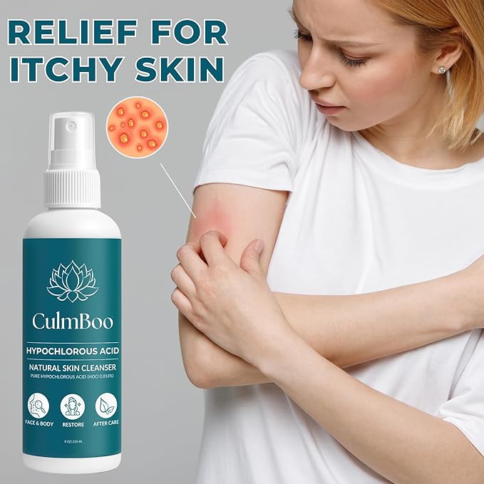 Hypochlorous Acid Spray for Face & Skin - HOCl, Acne Prone Skin, Eczema, Natural Tattoo Aftercare, Piercing Aftercare Spray, Eye Lash Cleanser, Face Mist Toner, Wound Care Cleanser, 8 Fl Oz