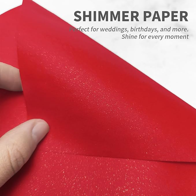 YINUOYOUJIA 50 PCS Pearl Red Envelopes A7,5 x 7 Red Shimmer Envelopes for Invitation,Perfect for Wedding Invitation Cards,Birthday RSVP Invite,5.25 x 7.25 inches