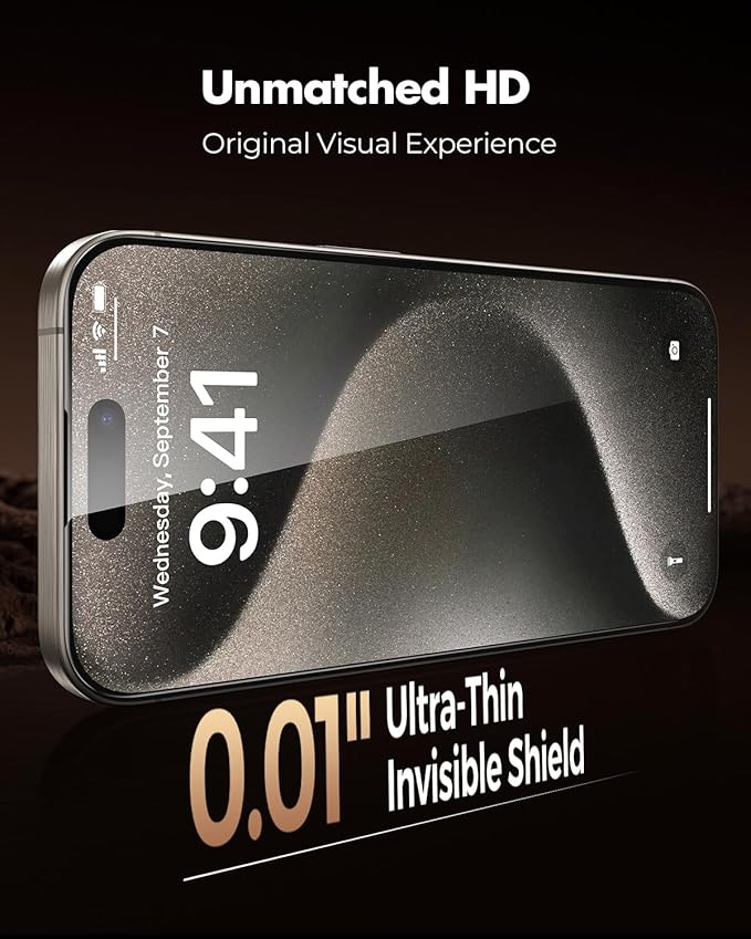 UNBREAKcable 3-Pack Screen Protector for iPhone 15 Pro Tempered Glass - [One-Pull Perfection] [Auto Dust-Elimination] [9H+ Hardness] [99.99% HD Clear] Full Coverage for iPhone 6.1 inch